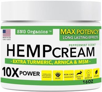 Super Natural Goods Hemp Cream (16oz) Hemp Oil & Arnica Cream - Joint Muscle Shoulder Hip Neck Knee & Back - Made in USA - Turmeric Menthol Rub