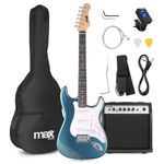 MAX GigKit Beginner Electric Guitar Starter Package in Blue - Perfect Starter Guitar Set with Amp, Accessories & Cool Blue Finish for Musical Instruments & Beginner Guitarists