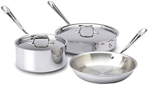 All-Clad 401599 Stainless Steel Tri-Ply Bonded Dishwasher Safe Cookware Set, 5-Piece, Silver