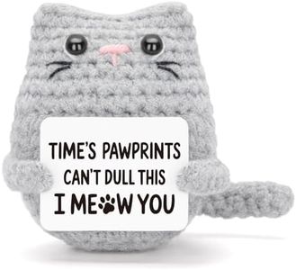 FunisFun Crochet Cat, Positive Crochet Animals for Friend Mom Dad Emotional Nuggets Support Birthday Gifts for Coworker