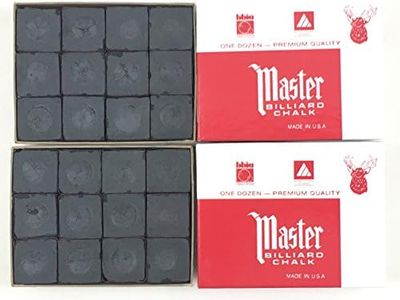 Made in the USA - 2 Boxes of Master Chalk - 24 Pieces for Pool Cues and Billiards Sticks Tips (Black)