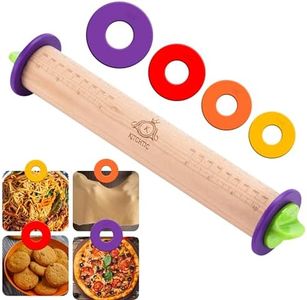 Kitchtic Rolling Pin with Thickness Rings - Adjustable Wooden Rolling Pin - Baking Essential and Roller Tool - Consistent Thickness - Easy to Clean - Beechwood Material - 13.7 x 2.75 x 2.75 inches