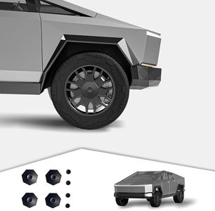 Cybertruck Wheel Center Caps - for Tesla Cybertruck Accessories by 2024 Model Diamond Rust-Proof Cap - 4 PCS Black - Diameter 7.87 Inch
