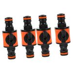 Yardwe 4 Pcs Two Way Nipple Valve Air Hose Fittings Air Switch Plastic Hose Garden Pipe Fittings Water Tube Fitting Set in- Line Faucet Tap Shut- Off Valve Hose Connector Fittings Orange