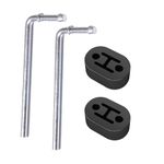 Qumbeleize 2Pack Exhaust Hanger rods 3/8 x 9.5 inchs 90 Degree double plug Bend Exhaust Hanger Weld on and 2Pack 2 Holes Exhaust Hanger Rubber Insulator Bushing Mount