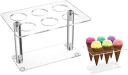 Ice Cream Cone Holder, 6 Hole Acrylic Cone Display Stand, Clear Food Cone Stand, Waffle Stand, Hand Roller Sushi Stand for Wedding, Anniversary Parties,Christmas Birthday Party Decoration