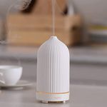 Essential Oil Diffuser,Handcrafted Ceramic Diffuser,120ml Ultrasonic Cool Mist Humidifier,Aromatherapy Diffuser with Waterless Auto-Off Function for Home Office Room,White