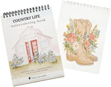 Bailey Rae Studio Country Life Watercoloring Book | Adult Coloring Book for Women and Men, Watercolor Workbook w/ 21 Easy Outlines | with Video Tutorials | Beginner Friendly Country & Western Scenes