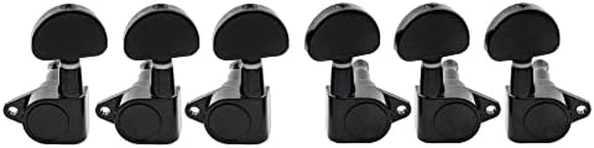 Musiclily 3L3R Guitarra Clavijas de Afinación Clavijero de Repuesto para Guitarra Eléctrica Acústica, Botón de Media Luna Negro