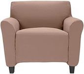 Premius Vivian Stretch Diamond Living Room Chair Cover, Stretchy Soft & Comfortable Feel Fabric, Protects and Transforms Furniture, Machine Washable, 96.5x23.6 Inches (Taupe)