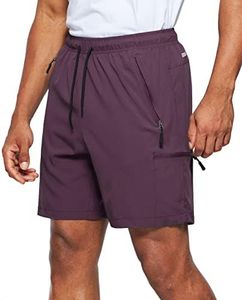 Viodia Men's Hiking Cargo Shorts Stretch Quick Dry Lightweight Workout Shorts for Men Casual Fishing Athletic Shorts with Pockets Purple