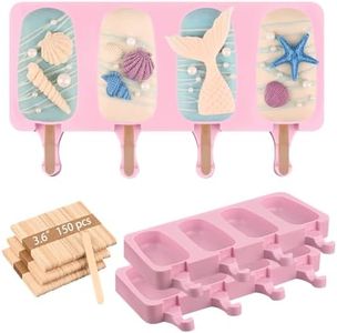 Sakolla Homemade Popsicle Silicone Molds Set, 3 PCS Ice Cream Molds with 150 Wooden Sticks for Cake Pop Ice Pop Cakesicles (Large/Pink)