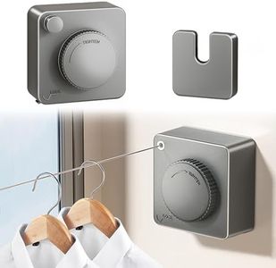 Feelhap Corde à Linge Rétractable,Étendoir à Linge pour Intérieur et Extérieur Fils à Linge de 4,8M en Acier Inoxydable,Gain de Place,Fil a Linge Extérieur Retractable pour Balcon,Salle de Bain(Gris)