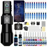 POSEIDON Tattoo Gun Kit-Tattoo Pen with 20Pcs Tattoo Needles Cartridge and Wireless Power, Tattoo Pen Kit with Digital LED Display, Tattoo Machine Tattoo Supplies for Artist