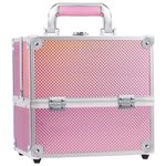 Frenessa Makeup Box Cosmetics Case Jewelry Organiser Vanity Make Up Storage Box Beauty Train Case Lockable with Keys (Mermaid Pink)