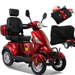 Mobility Scooter,Heavy-Duty 4 Wheel Mobility Scooters for Seniors Adults Electric Mobility Scooter,4 Wheel Scooter,Powered Mobility Scooters,All Terrain Mobility Scooter (XL4L-RED)