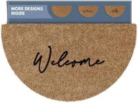 Barnyard Designs Half Moon Doormat Welcome Mat for Outdoors, Large Front Door Entrance Mat, 30x17, Brown (Welcome)