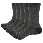 YUEDGE Men's 5 Pairs/Pack Comfort Cotton Moisture Wicking Casual Cushion Crew Socks(Dark Grey, X-Large)