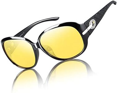 DUCO Night Driving Glasses Anti-glare Eyewear Classic Polarized Night Vision Glasses for Women (6214-Black Frame Night Vision), 6214-black Frame Night Vision, common