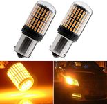 Automaze 1156 Bau15S 150 Degree Py21W Led Turn Signal Bulb, Front Rear Backup Light, Canbus Error Free, 2800 Lumen 3014 Chipset (Pack Of 2) (Bau15S (150*)-144Smd), Amber