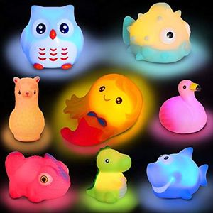 Juegutes Animal de Baño con Luz Juguete Bañera sin Agujeros 8pcs Juguete Dinosauro Sirena Tiburón Flamingo Juego Ducha Educativos Regalo para Niños
