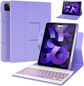 Keyboard case for ipad Air 11 inch(M2 2024)/10.9 Inch Air 5th 4th Generation & iPad Pro 11 inch (1st/2nd/3rd/4th Gen) 360° rotational case Folio Cover with Pencil Holder - Backlit Detachable-(Purple)