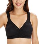 Lemorosy Full Coverage Front Closure Posture Bra Wirefree Unpadded Back Support Bra(Black, 38DDD)