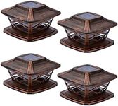 TWINSLUXES Solar Post Lights Outdoor 2 Modes Waterproof LED Solar Fence Cap Light for3.5x3.5 4x4 5x5 and 6x6 Post in Patio,Deck Walkway and Garden Decoration.(4 Pack)