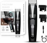 TEPOTZ Vacuum Beard Trimmer for Men, 40 Adjustable Lengths Dial, Smooth Ceramic Blade for Sensitive Skin,USB-C Grooming Kit-Matte Black