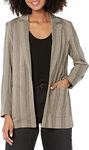 ANNE KLEIN Women's Knit Chevron Notch Collar Jacket W/Patch Pockets, Black/Off White/Latte, X-Large