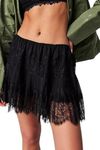 NUFIWI Women Y2k Lace Mini Skirt Low Rise Pleated Ruffle Half Slip Skirt Layered Flowy Short Skirt Streetwear, Black 02, Small