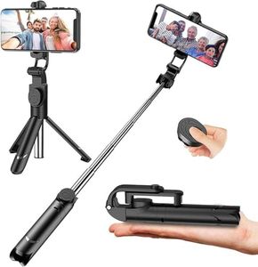 Wireless Selfie Stick, Adjustable with Tripod Stand and Detachable Wireless Remote, Support Video Record, Extendable Monopod for Gopro Camera Android Machines iPhone16 15 14 13Pro Max/XS,Galaxy