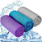 YQXCC 3 Pcs Cooling Towel (120x30 cm) Cool Cold Towel for Neck, Microfibre Ice Towel, Soft Breathable Chilly Towel for Yoga, Golf, Gym, Camping, Running, Workout & More Activities