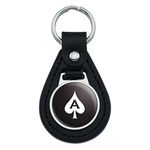 Graphics and More Ace of Spades Black and White Black Leather Keychain