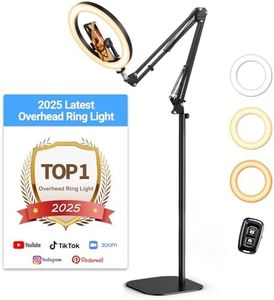 Latest Black Ring Light Overhead Phone Camera Mount, Evershop Ring Light with Stand and Phone Holder Stand for Recording, 10” Ring Light Tripod for iPhone for Video,Streaming, Zoom, Tiktok, YouTube