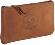 Klein Tools 5139L Zipper Bag, Top-Grain Leather Tool Pouch with Strong Zipper Close, 12-1/2-Inch, Brown