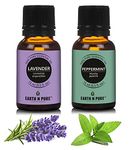 Earth N Pure Lavender & Peppermint Essential Oils | Pack Of 2 (15 ml each) | 100% Pure, Undiluted, Natural And Therapeutic Grade - Perfect for Aromatherapy, Skin Therapy & More