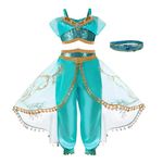 Belle & Moana Princess Costumes for Girls - Jasmine Fancy Dress for Girls - Princess Dress Up - Girls Fancy Dress for Parties, Birthdays, Cosplay, Halloween, Age 4-5 Years