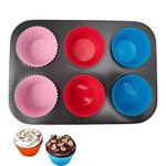 CURATED CART Silicone Cupcake Moulds & Muffin Baking Molds Set - Non-Stick Reusable Cupcake Liners, Baking Accessories for Air Fryer, Oven & Microwave - Perfect for Parties, Halloween and Christmas