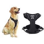 Pattepoint Dog Harness for Easy Walking, Adjustable Breathable Comfort Durable Pet Vest with Handle, No Pull Padded Escape Proof Reflective Dog Harness for Medium and Large Dogs Black - M