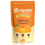 Logan's Natural Treats, Organic Pumpkin Powder Dog Supplement, Natural Dog Fibre Supplements, Dog Health,100% Natural & Organic, Ideal For Immunity, Joints, Digestion, 200g Pouch.