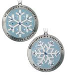 Jeweled Snowflake Hanging Christmas Tree Ornament with Loving Message 2-1/4 Inch - Set of 2