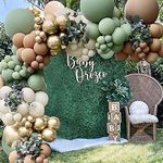 143Pcs Sage Green Balloon Garland Arch Kit Jungle Safari Woodland Balloon Garland Arch Sage Green Brown Beige Gold Balloons for Baby Shower Wild One Safari Birthday Decorations (Sage Green)