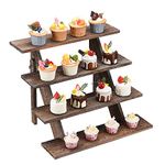 BestAlice Wooden Cupcake Stand Tower and Display Stands, 4 Tier Wooden Display Riser for Vendor Events, Farmhouse Cupcake Stands Table Dessert Display Stand