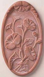 JBK Pottery Ceramic Wall Art Sculpture – Artisan Home Decor, Wall Mounted Decorative Antique Pediment, Indoor & Outdoor Accent for Patio, Garden, Living Room, 10 Inch Oval - Flowers Terracotta Design