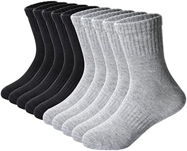 DoSmart Kids Crew Athletic Socks Boys Girls Classics Cotton School Uniform Childs Sports Breathable Casual Socks 10 Pairs (6-8 Years, 10 Pairs Black+Grey)