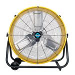 Tornado - 24 Inch High Velocity Heavy Duty Tilt Metal Drum Fan Yellow Commercial, Industrial Use 3 Speed 8540 CFM 1/3 HP 8 FT Cord UL Safety Listed