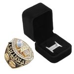 guancrown 2023 Fantasy Football Championship Trophy Ring With Box | Gold Plated Award For Fantasy Football League Winner, size 9, Zinc, White Diamond