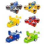 Friction Powered Airplane Drones Car Vehicle Toy 6 PCS with LED Light Helicopters Push and Go Inertia Toys Boys Girls Gifts for Kids Toddler 3+ Years Old