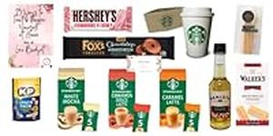 Starbucks Instant Coffee Gift Box- Compatible For Lovers Of Starbucks| Starbucks White Mocha, Cinnamon Dolce Latte & Caramel Latte Flavour| Coffee Cup, Sleeves, Stirrers|Snacks & Pamper Guide